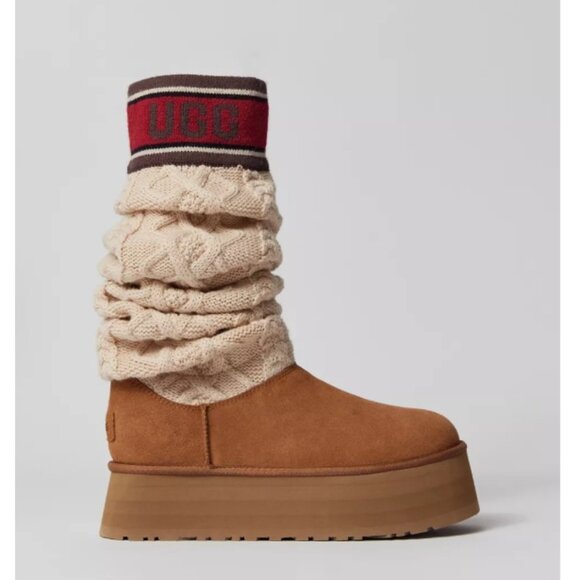 NIB - UGG Classic Sweater Letter Tall Boot, Chestnut - Size 8 - Picture 2 of 12